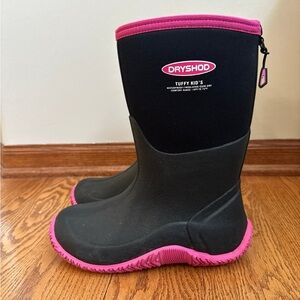 DryShod Kids Tuffy Boots Girls Size 3 Black-Pink
